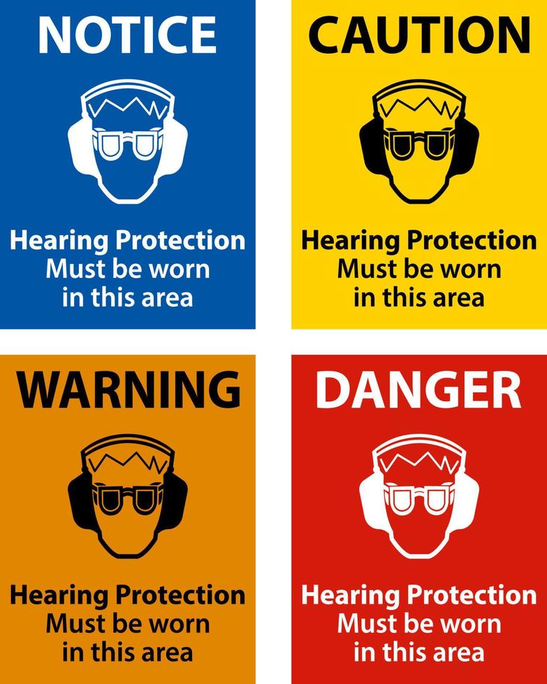 Hearing Protection Must Be Worn Sign On White Background vector