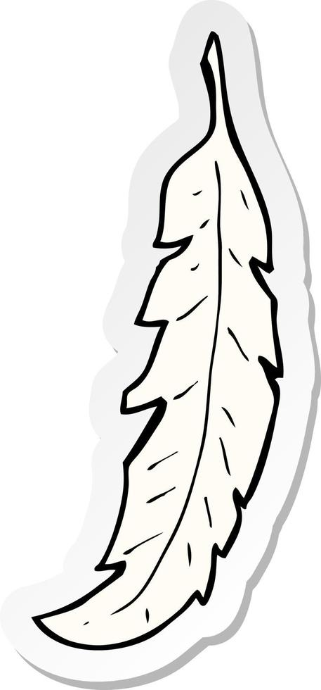 sticker of a cartoon feather vector