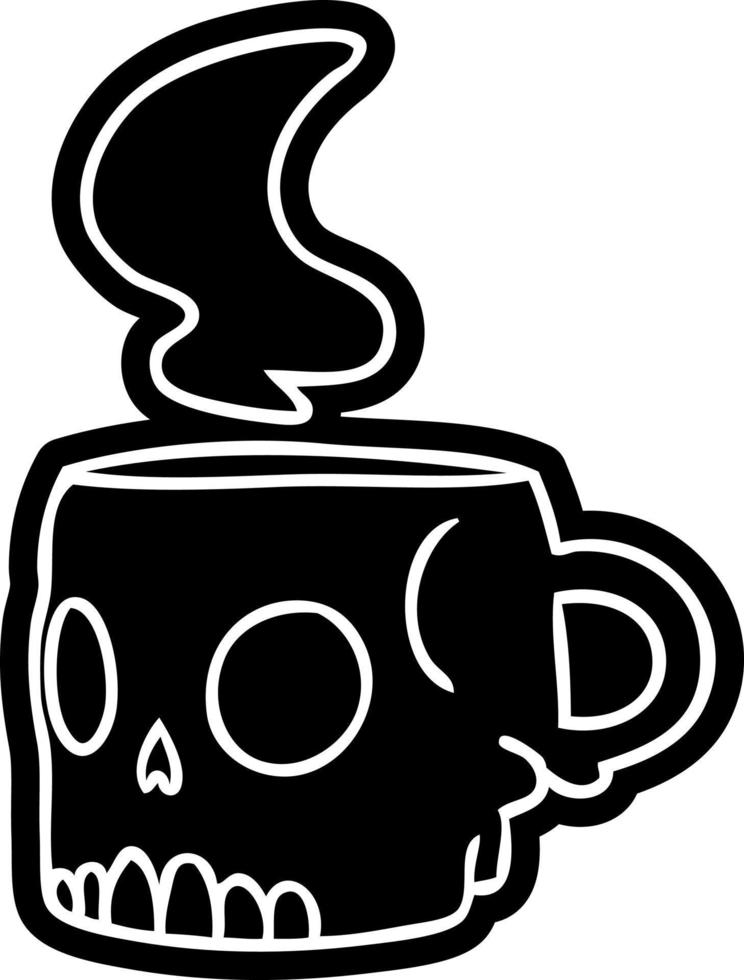 cartoon icon drawing of a skull mug vector