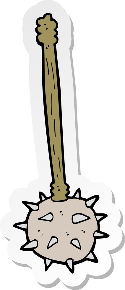 sticker of a cartoon medieval mace vector