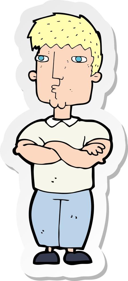 sticker of a cartoon man with crossed arms vector
