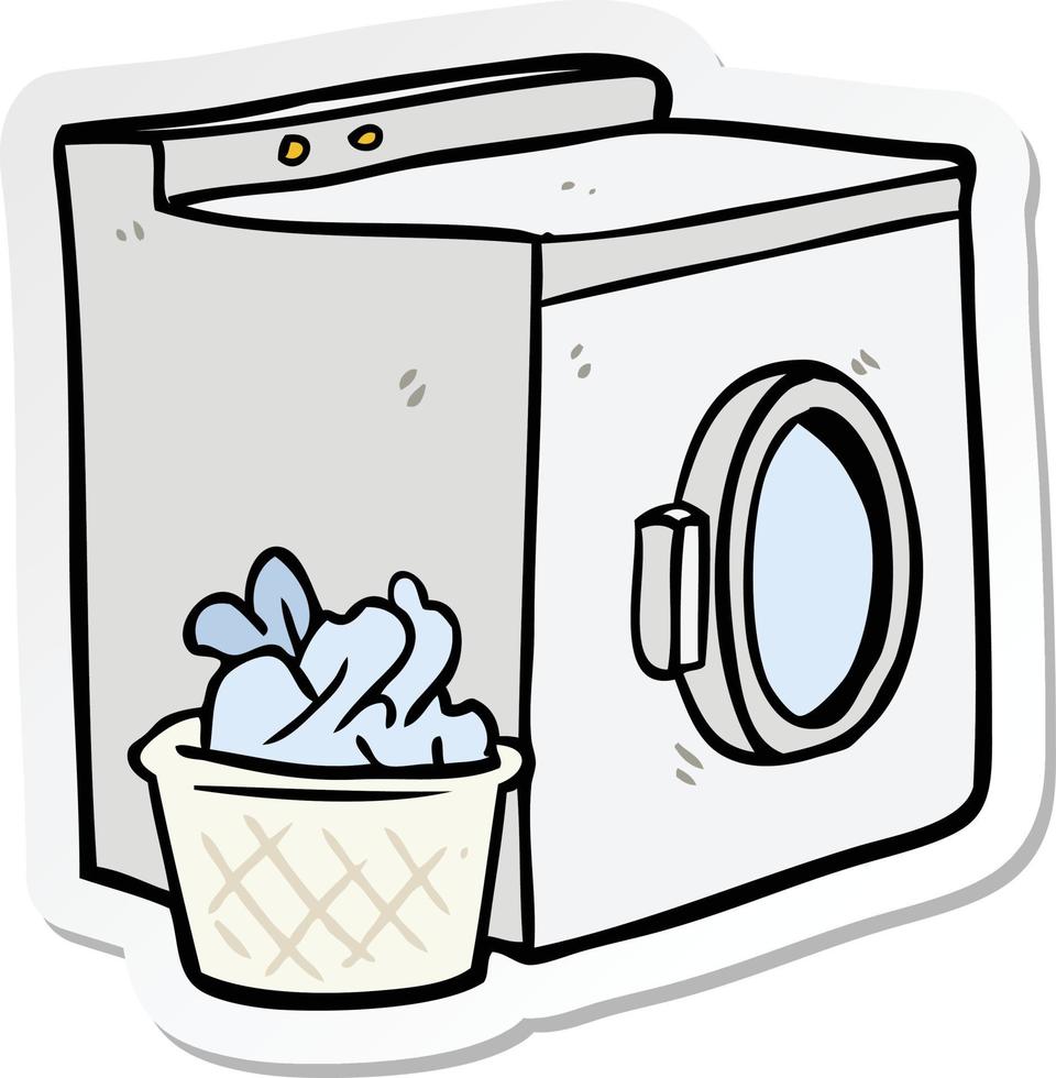 sticker of a cartoon washing machine vector