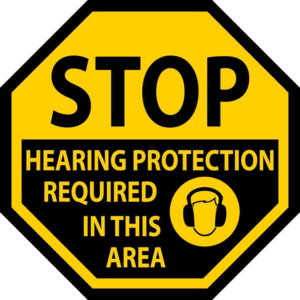 Hearing Protection Required Sign On White Background vector