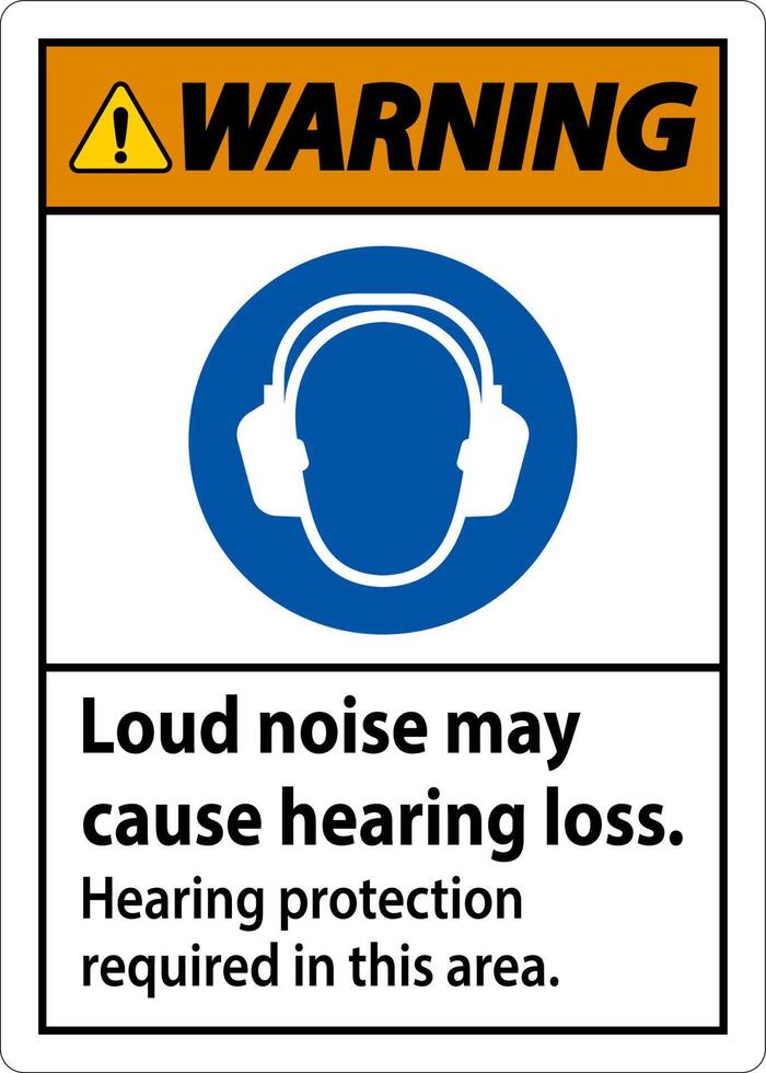 Warning Hearing Protection Required Sign On White Background vector