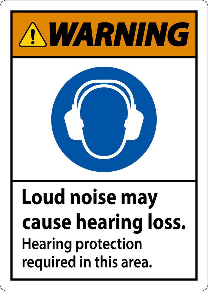 Warning Hearing Protection Required Sign On White Background vector