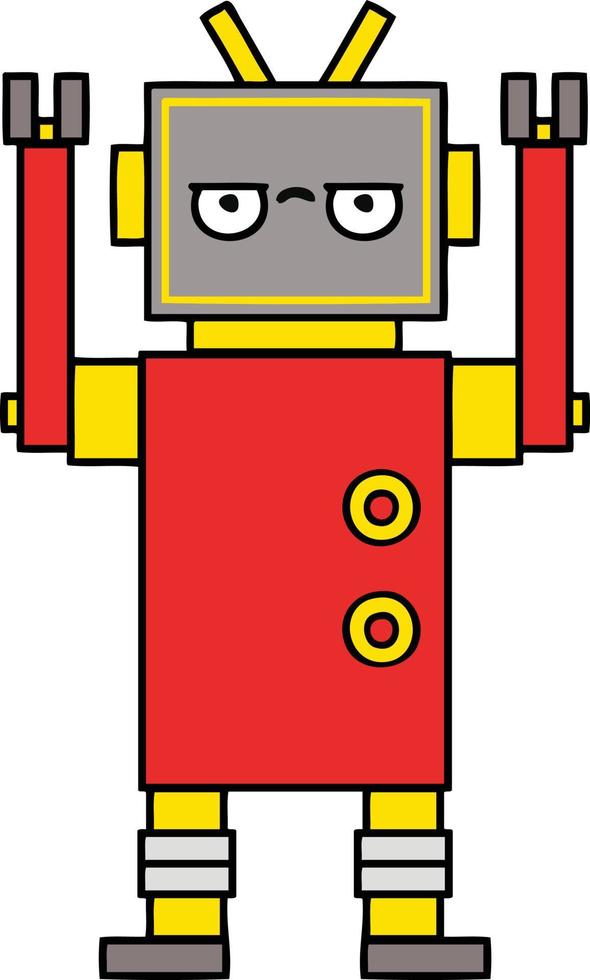 cute cartoon annoyed robot vector