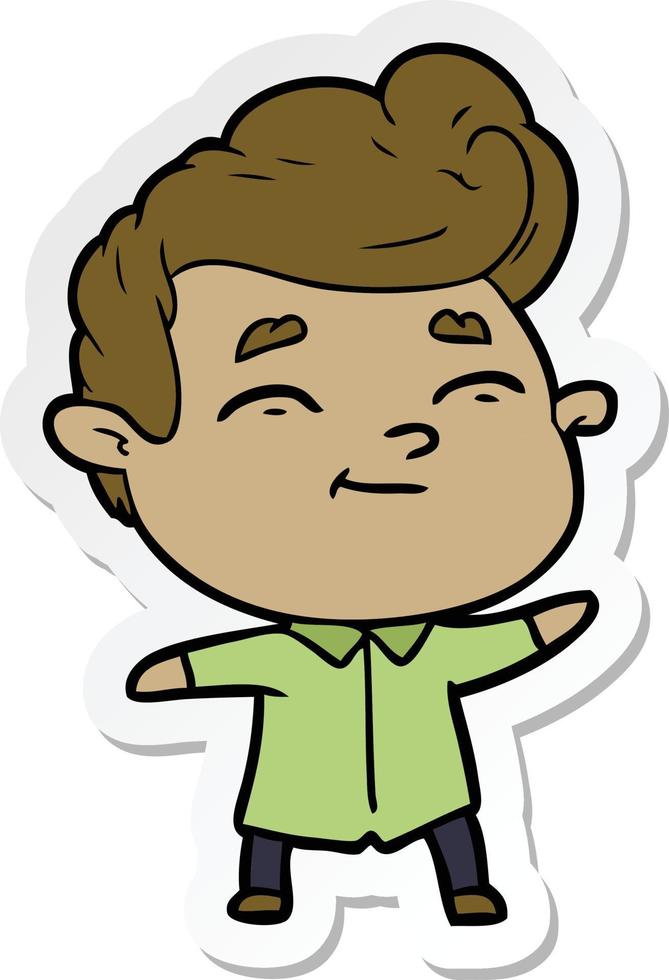 sticker of a happy cartoon man vector