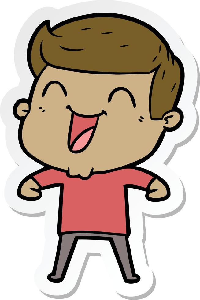 sticker of a cartoon man laughing vector