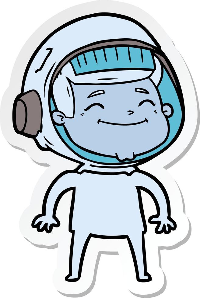 pegatina de un astronauta de dibujos animados feliz vector