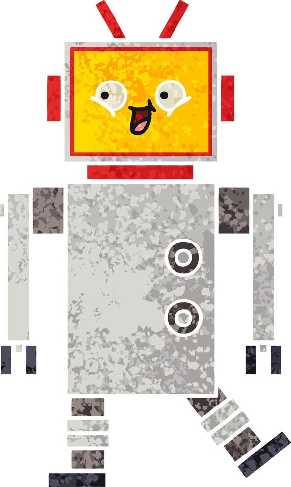 retro illustration style cartoon robot vector