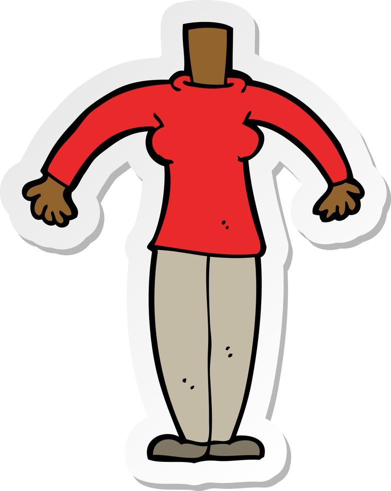 sticker of a cartoon female body vector