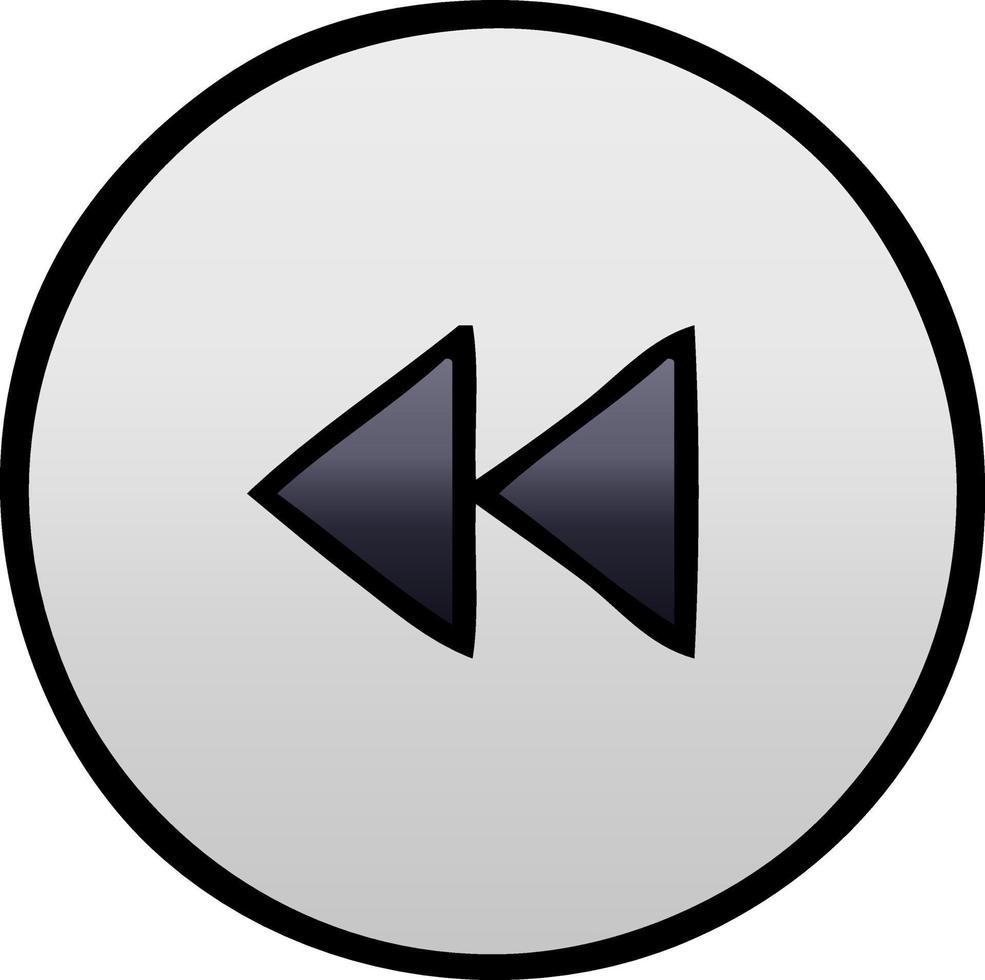 gradient shaded cartoon rewind button vector