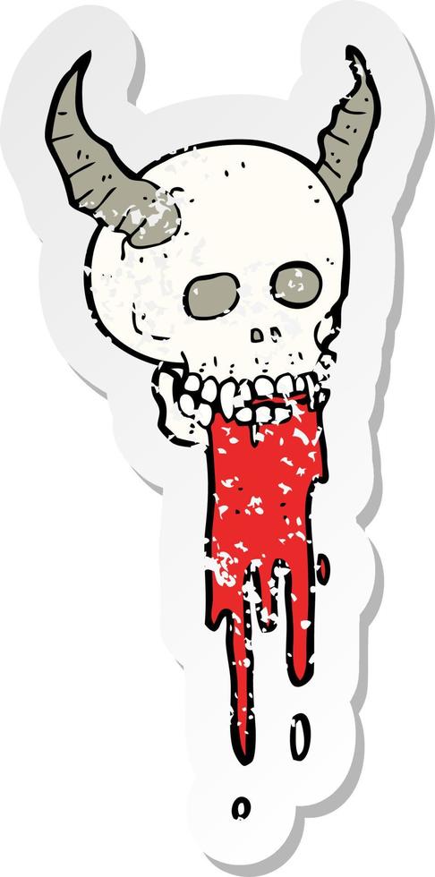 retro distressed sticker of a cartoon spooky halloween skull vector