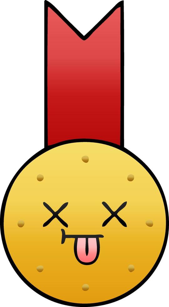 gradient shaded cartoon gold medal vector