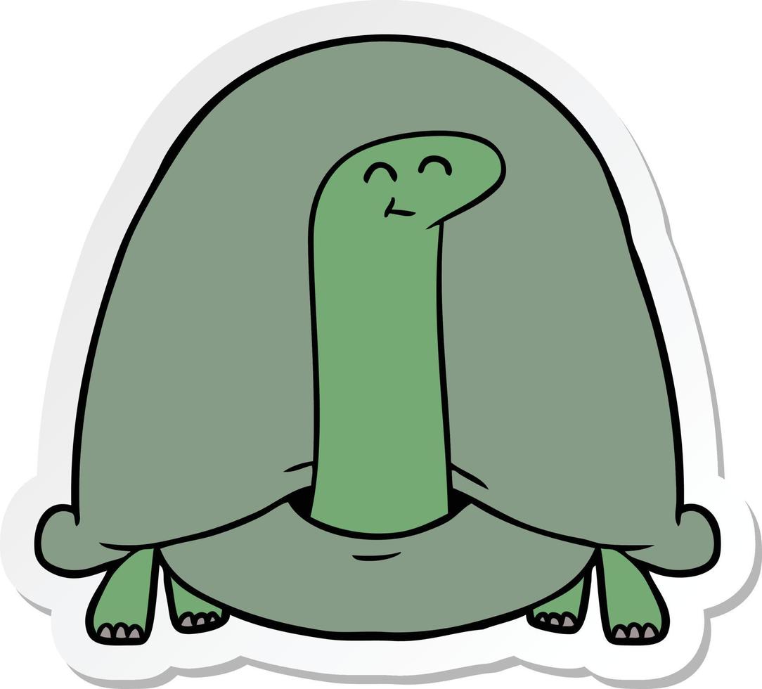 sticker of a cartoon tortoise vector