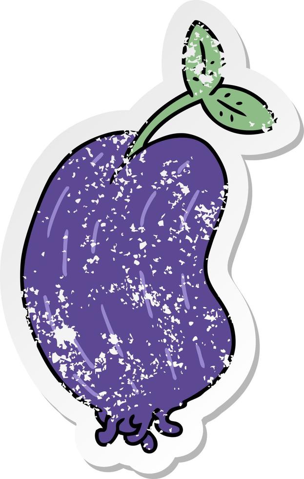 distressed sticker cartoon of a sprouting bean vector