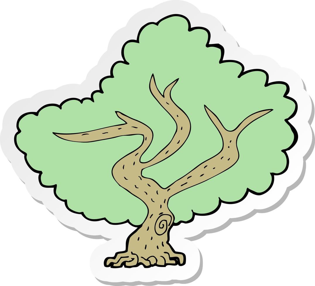 sticker of a cartoon tree vector