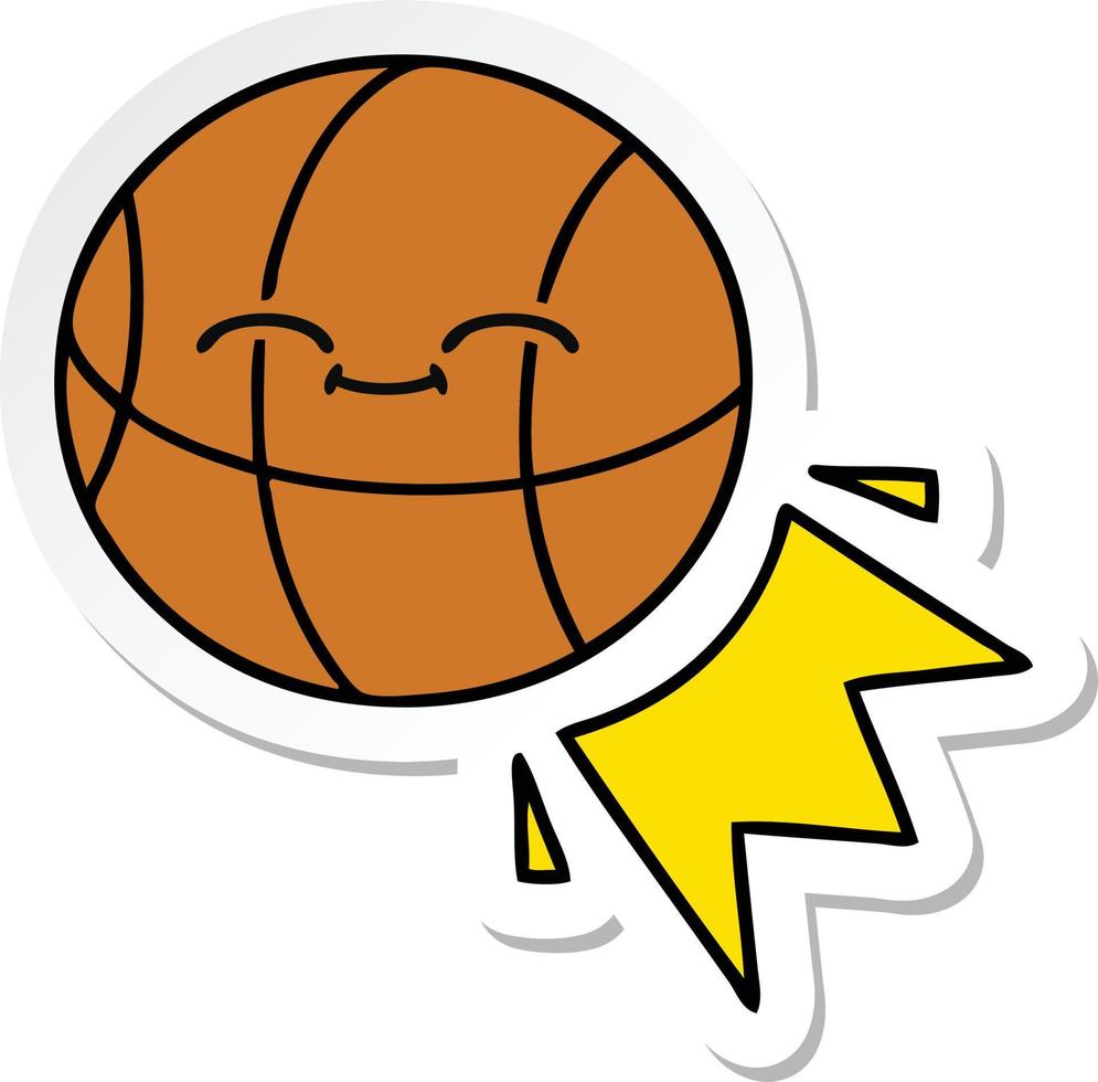 sticker of a cute cartoon basketball vector