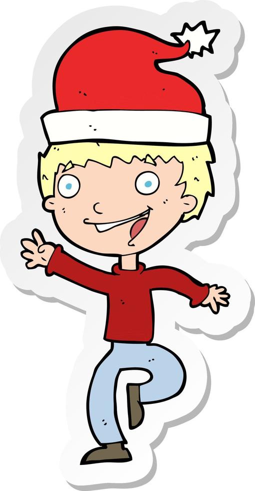 sticker of a cartoon man ready for christmas vector
