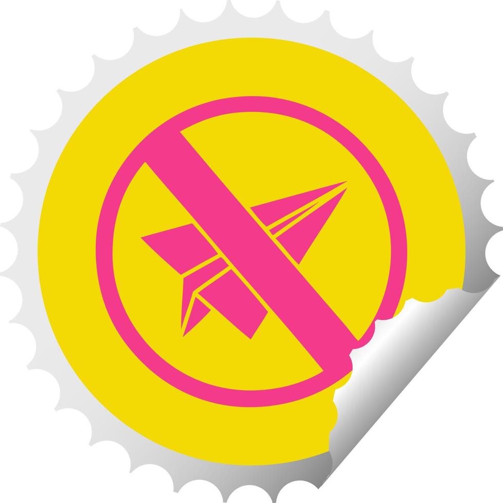 circular peeling sticker cartoon no paper aeroplanes allowed vector