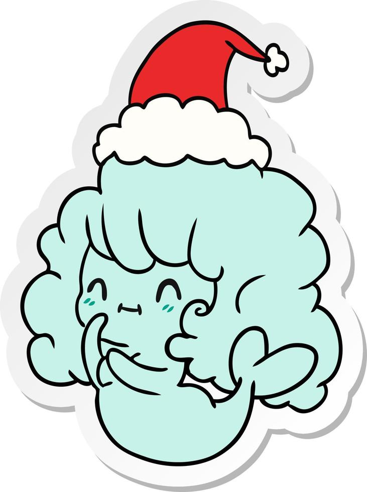 pegatina navideña caricatura de fantasma kawaii vector
