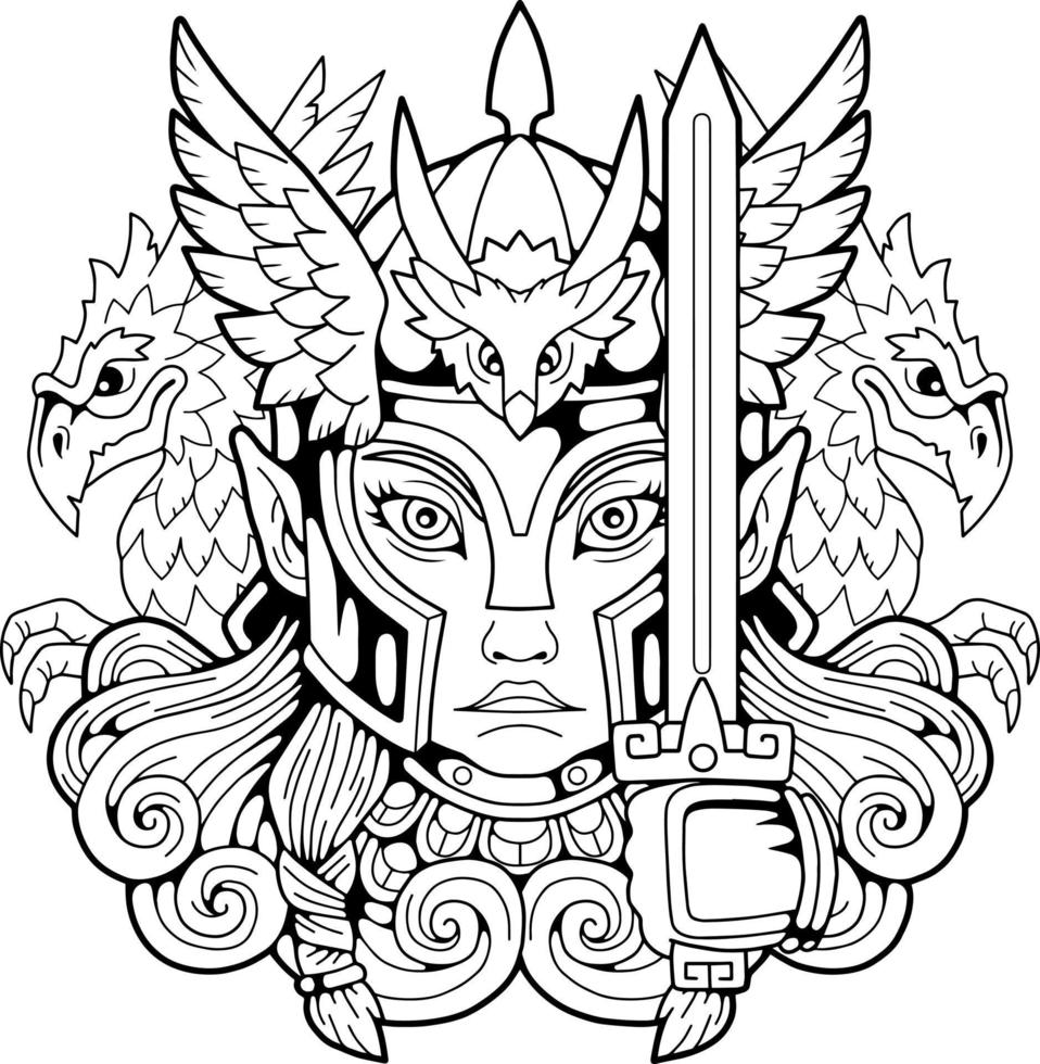 mythological scandinavian warrior valkyrie vector