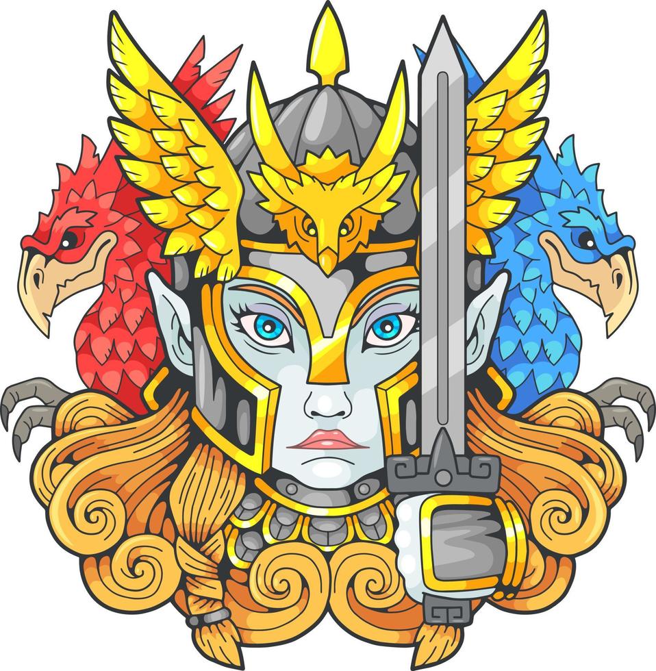 mythological scandinavian warrior valkyrie vector