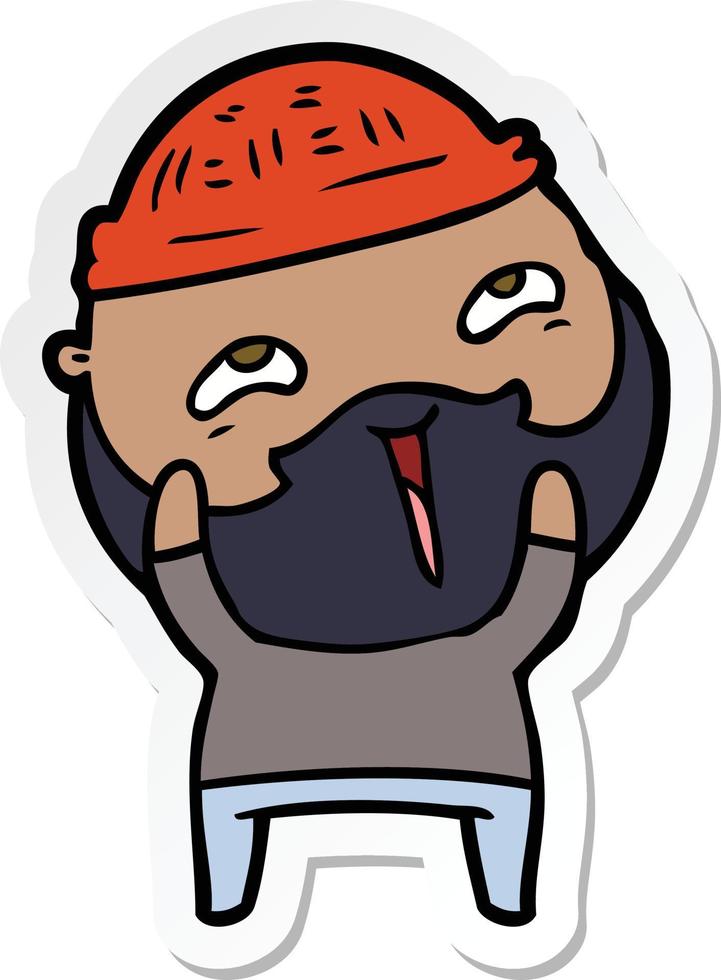 sticker of a cartoon happy bearded man vector