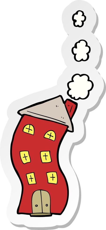 sticker of a funny cartoon house vector