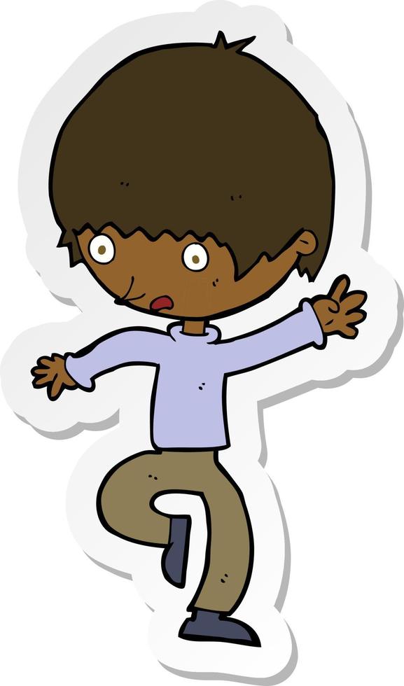 sticker of a cartoon panicking man vector