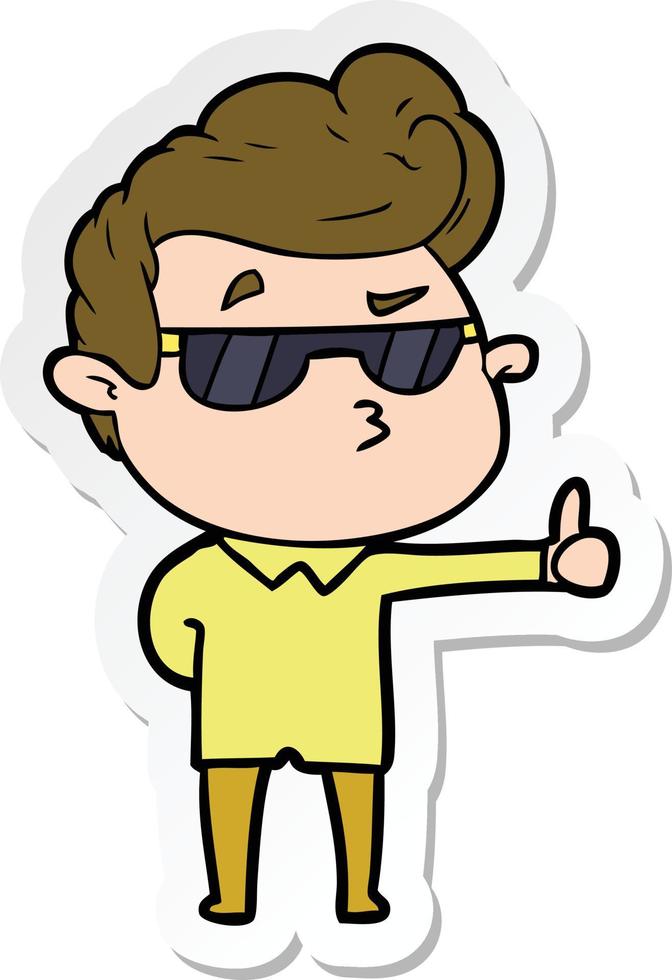 sticker of a cartoon cool guy vector