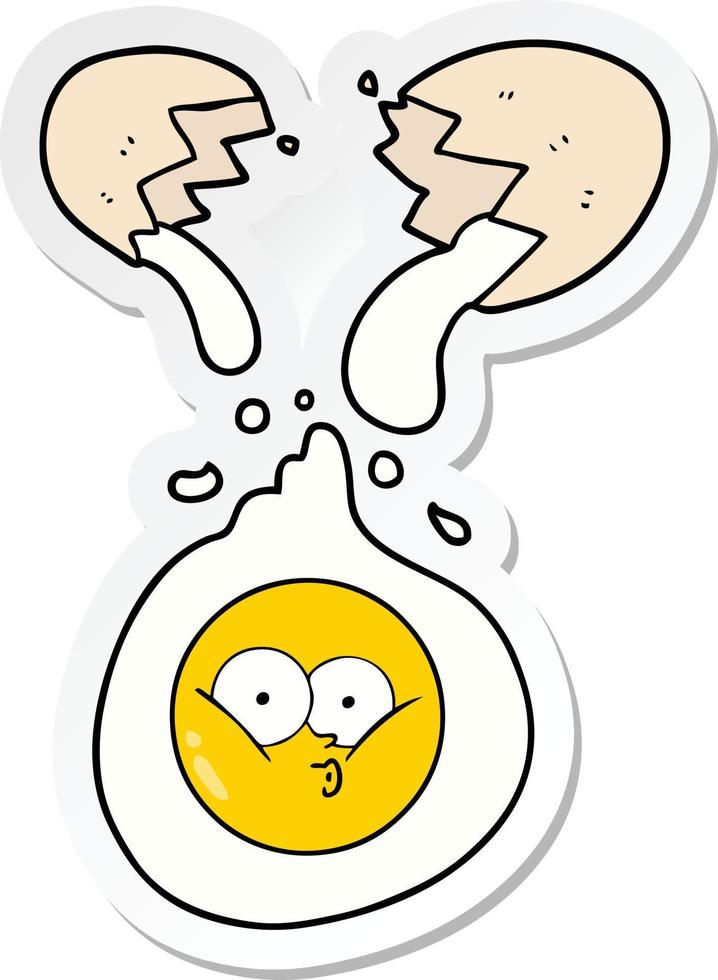 sticker of a cartoon cracked egg vector