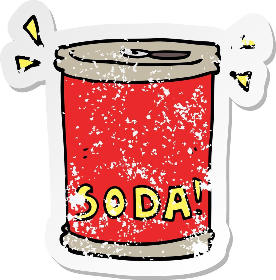 distressed sticker of a cartoon soda can vector