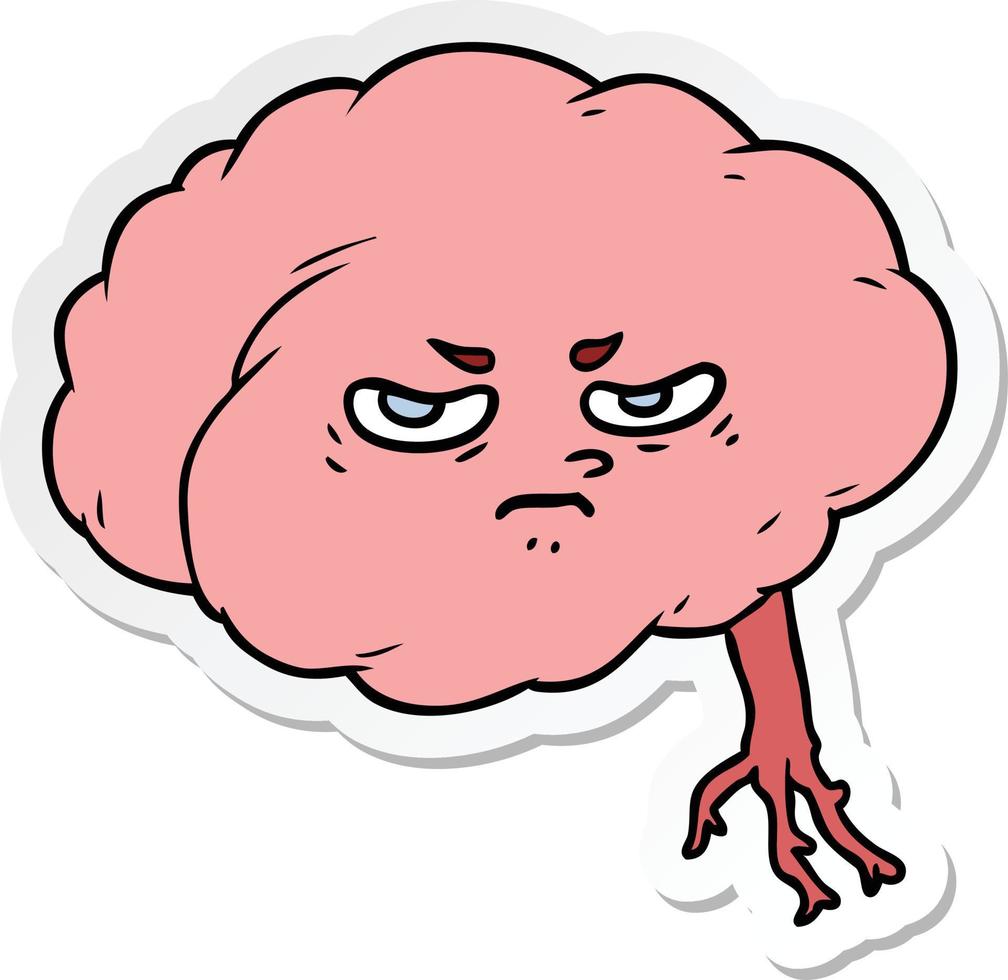 sticker of a cartoon brain vector