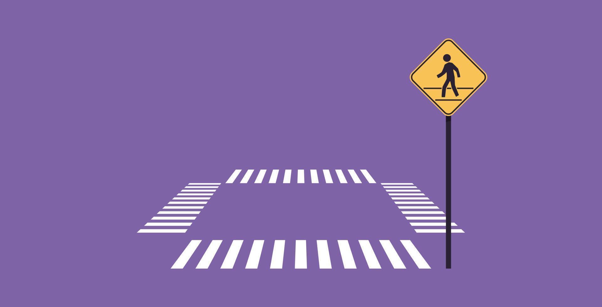 Pedestrian sign and traffic road sign flat vector illustration.