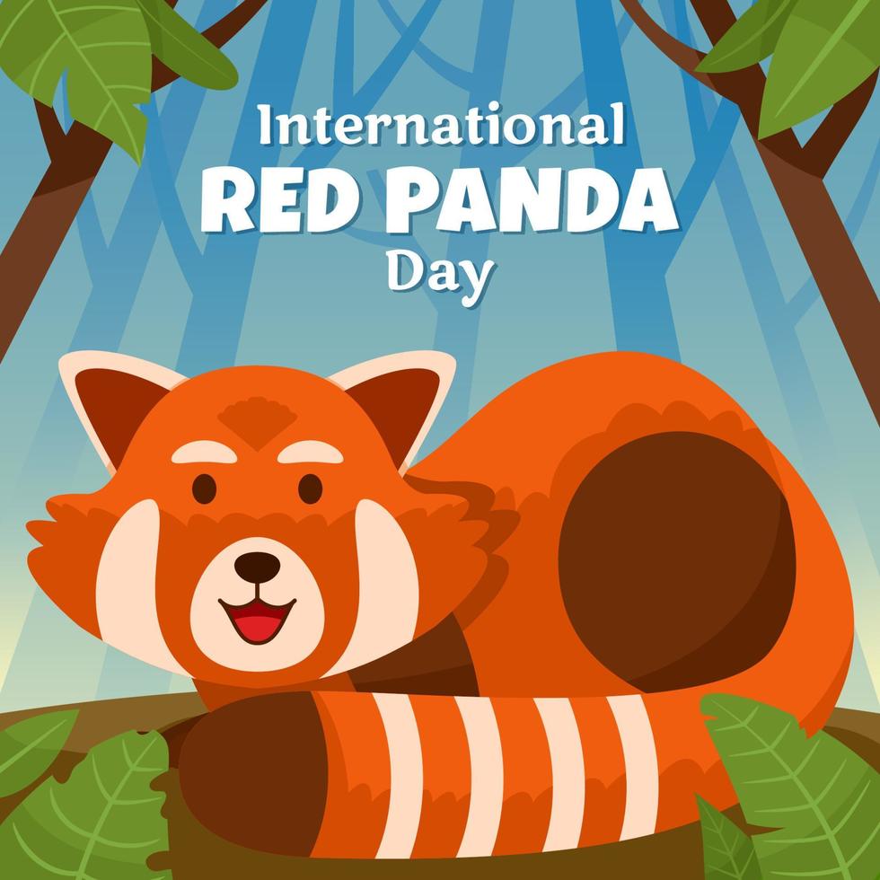 Cute Red Panda Between Woods vector