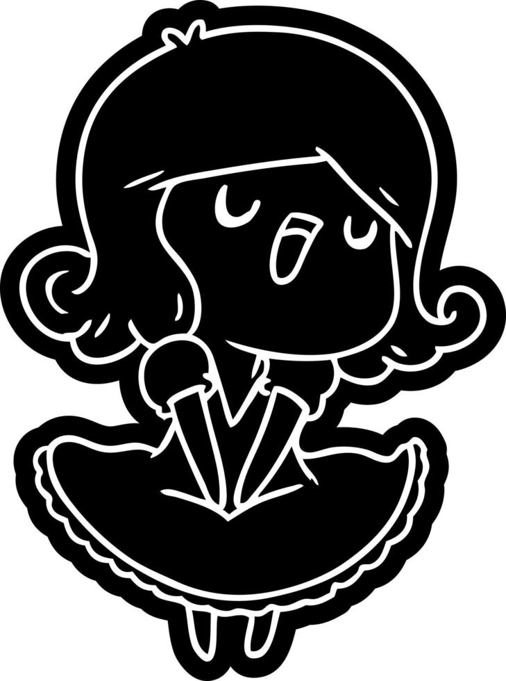 cartoon icon of a cute singing kawaii girl vector