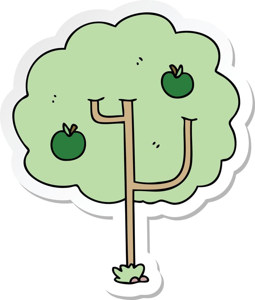 pegatina de un peculiar árbol de dibujos animados dibujados a mano vector