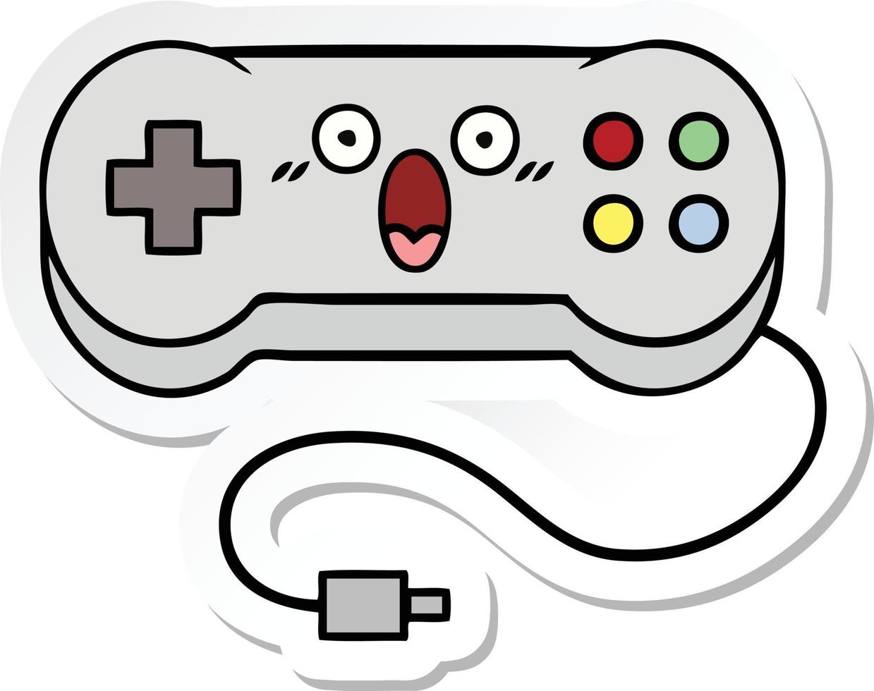 sticker of a cute cartoon game controller vector