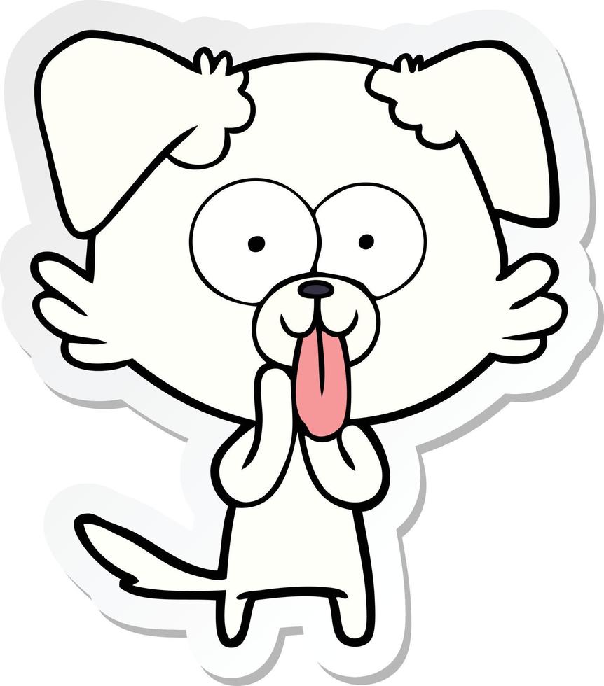 sticker of a cartoon dog with tongue sticking out vector