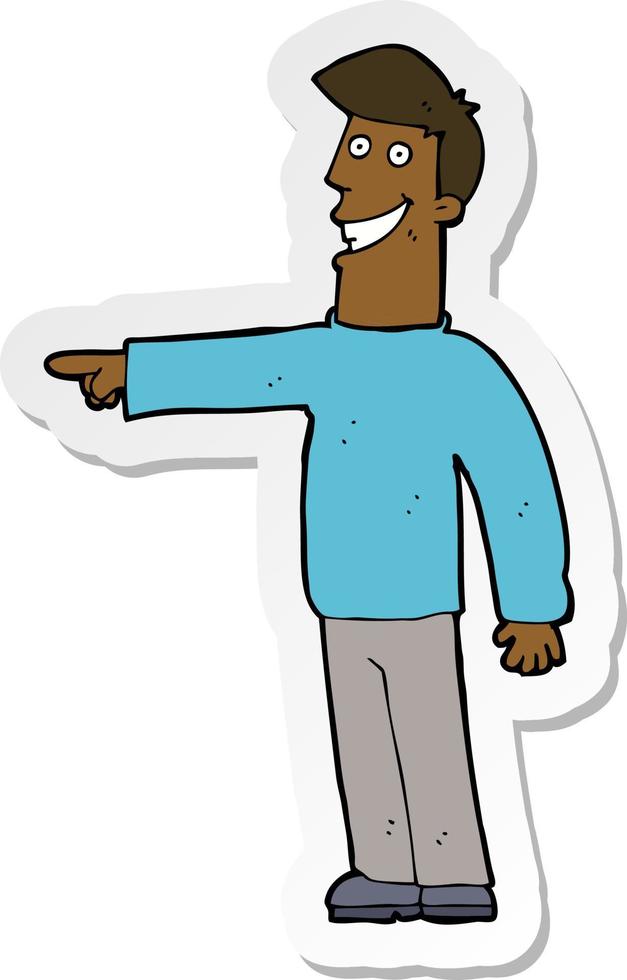 sticker of a cartoon pointing man vector