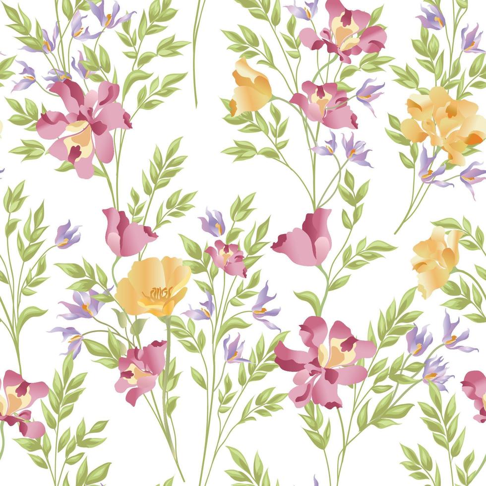 Floral seamless pattern. Flower bouquet background vector