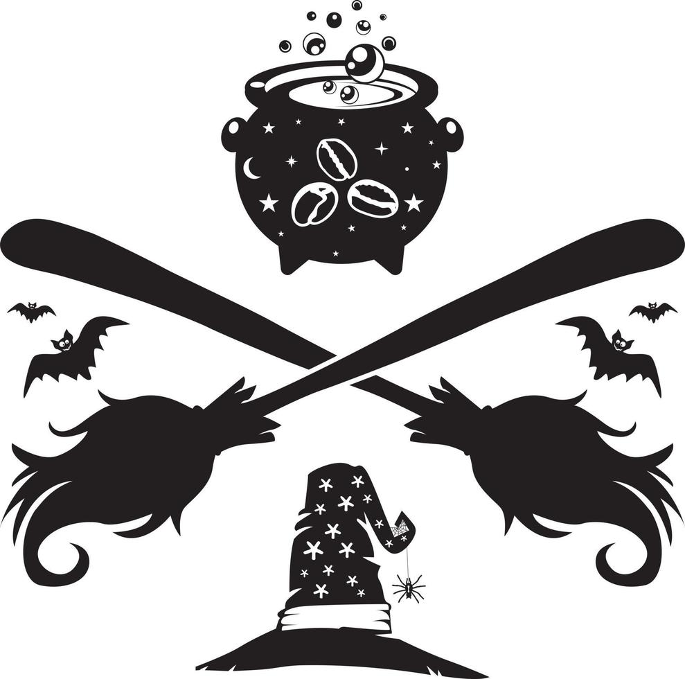 Witch Cauldron Coffee, Halloween Truck, Happy Halloween, Vector Illustration File
