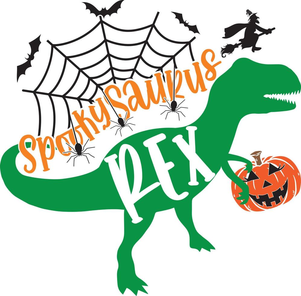 Spooky Saurus Rex, Halloween Truck, Happy Halloween, Vector Illustration File