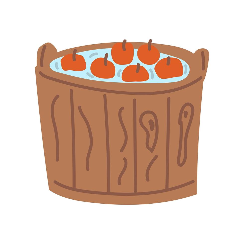 un barril con manzanas flotantes. colección de halloween. ilustración vectorial plana vector