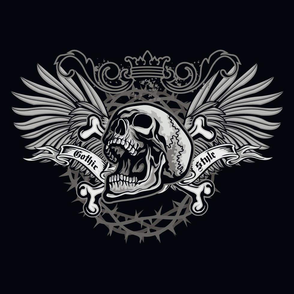 Gothic sign with skull, grunge vintage design t shirts vector