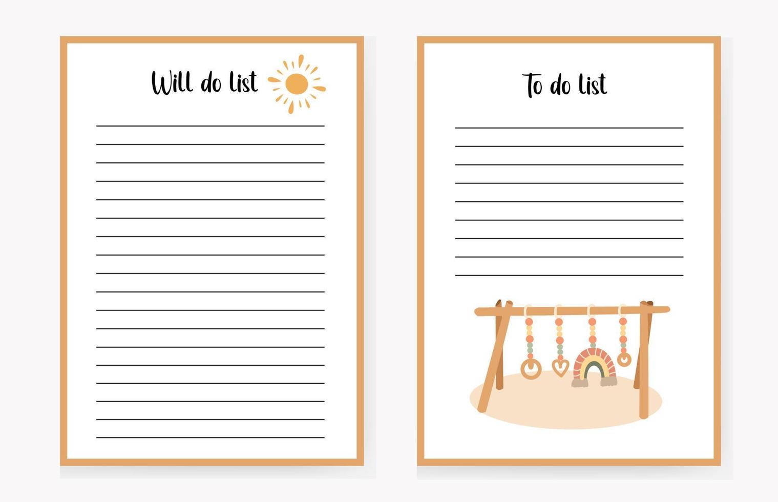 To-do list template and will do list. Notepad for stationery on an isolated background. vector