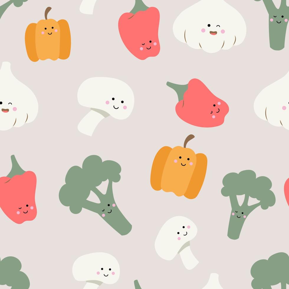 Cute food - funny set of vegetable seamless pattern vector