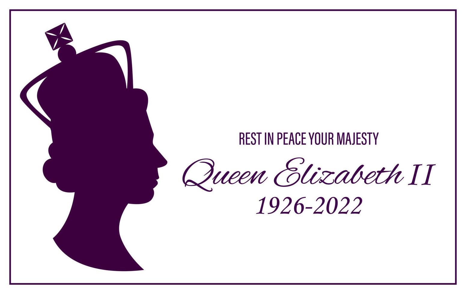 londres, inglaterra 09.10.2022 muerte reina elizabeth. perfil lateral en corona. vector