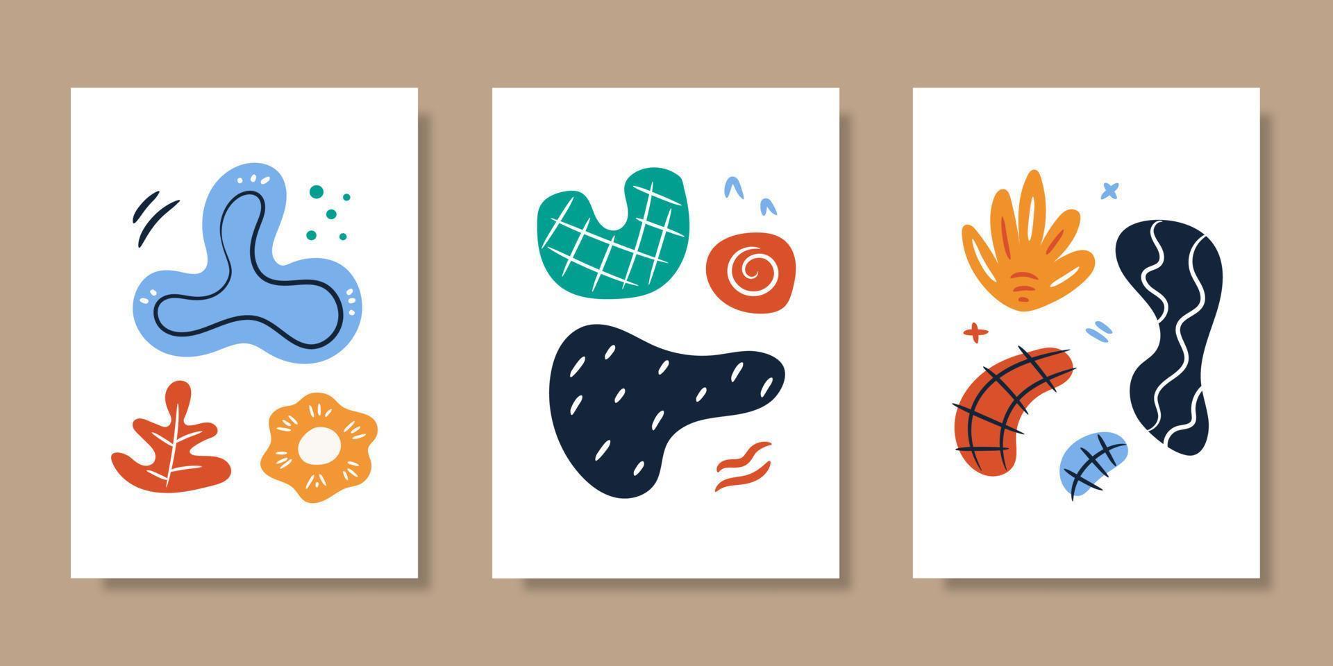 Cover template collection with hand drawn organic shapes. Vector illustration